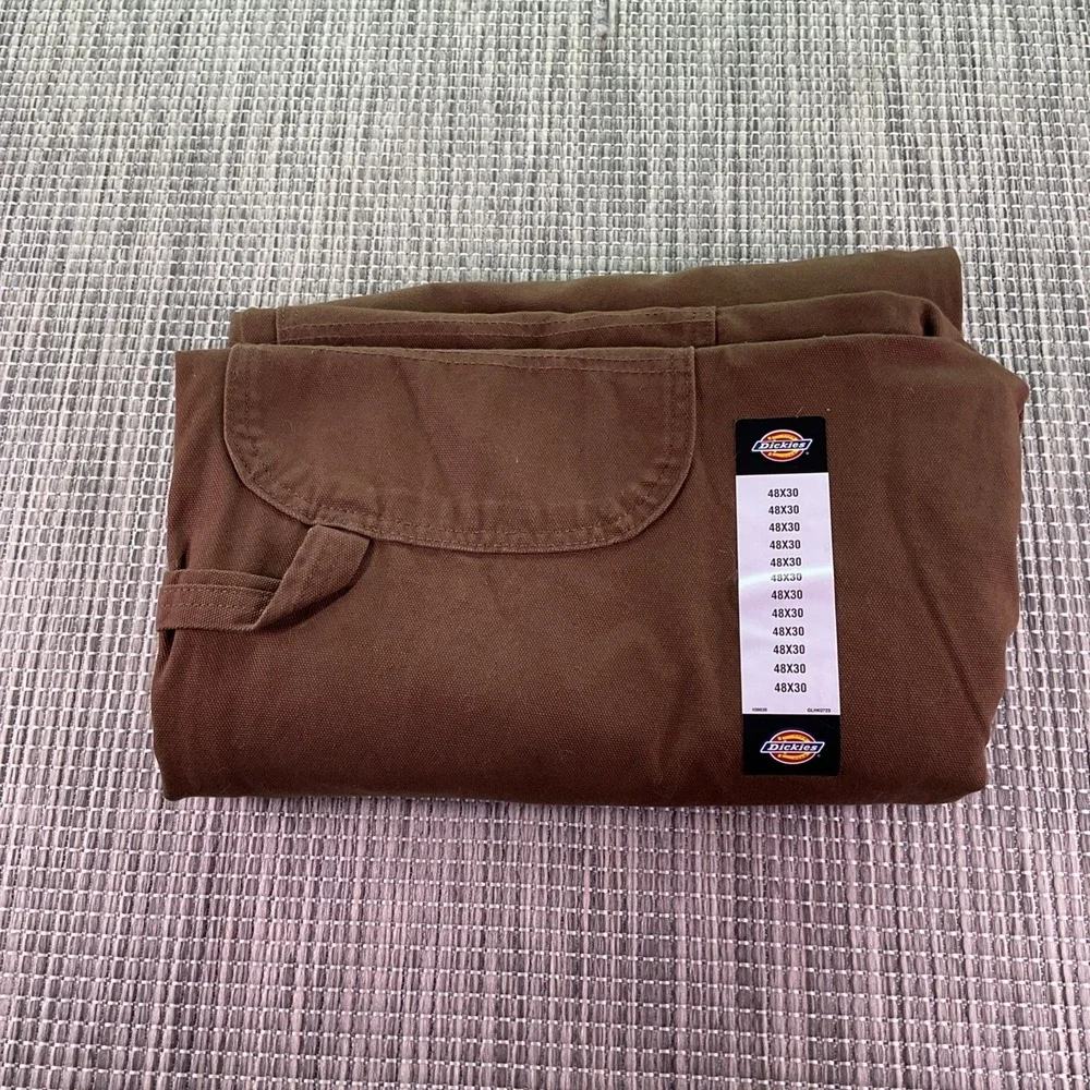 Dickies Mens Brown Duck Canvas Bib Overalls Workwear 48x30